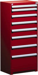 Rousseau Metal - 8 Drawer, Modular Storage Cabinet - Steel, 36" Wide x 24" Deep x 60" High, Flame Red - Eagle Tool & Supply