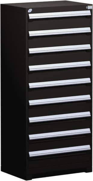 Rousseau Metal - 9 Drawer, Modular Storage Cabinet - Steel, 36" Wide x 24" Deep x 60" High, Black - Eagle Tool & Supply