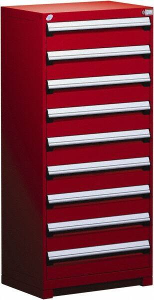 Rousseau Metal - 9 Drawer, Modular Storage Cabinet - Steel, 36" Wide x 24" Deep x 60" High, Flame Red - Eagle Tool & Supply