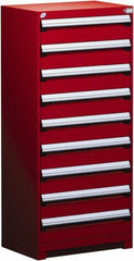 Rousseau Metal - 9 Drawer, Modular Storage Cabinet - Steel, 36" Wide x 24" Deep x 60" High, Flame Red - Eagle Tool & Supply