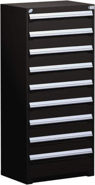 Rousseau Metal - 9 Drawer, Modular Storage Cabinet - Steel, 36" Wide x 18" Deep x 60" High, Black - Eagle Tool & Supply