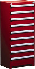 Rousseau Metal - 9 Drawer, Modular Storage Cabinet - Steel, 36" Wide x 18" Deep x 60" High, Flame Red - Eagle Tool & Supply
