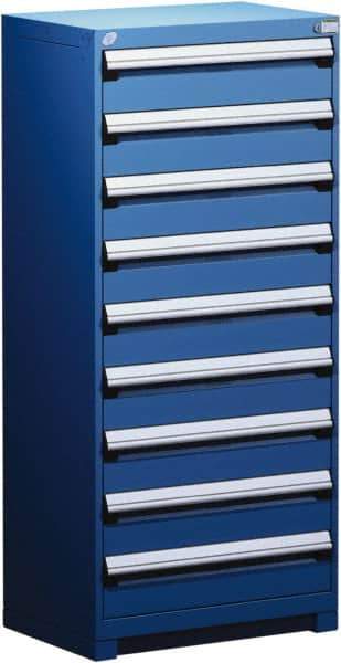 Rousseau Metal - 9 Drawer, Modular Storage Cabinet - Steel, 36" Wide x 18" Deep x 60" High, Avalanche Blue - Eagle Tool & Supply