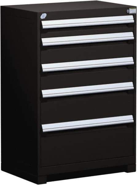 Rousseau Metal - 5 Drawer, Modular Storage Cabinet - Steel, 36" Wide x 24" Deep x 40" High, Black - Eagle Tool & Supply