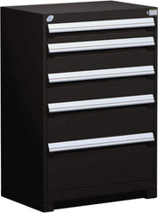 Rousseau Metal - 5 Drawer, Modular Storage Cabinet - Steel, 36" Wide x 24" Deep x 40" High, Black - Eagle Tool & Supply