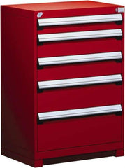 Rousseau Metal - 5 Drawer, Modular Storage Cabinet - Steel, 36" Wide x 24" Deep x 40" High, Flame Red - Eagle Tool & Supply