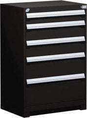 Rousseau Metal - 5 Drawer, Modular Storage Cabinet - Steel, 36" Wide x 18" Deep x 40" High, Black - Eagle Tool & Supply