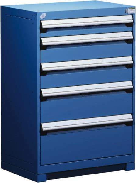 Rousseau Metal - 5 Drawer, Modular Storage Cabinet - Steel, 36" Wide x 18" Deep x 40" High, Avalanche Blue - Eagle Tool & Supply