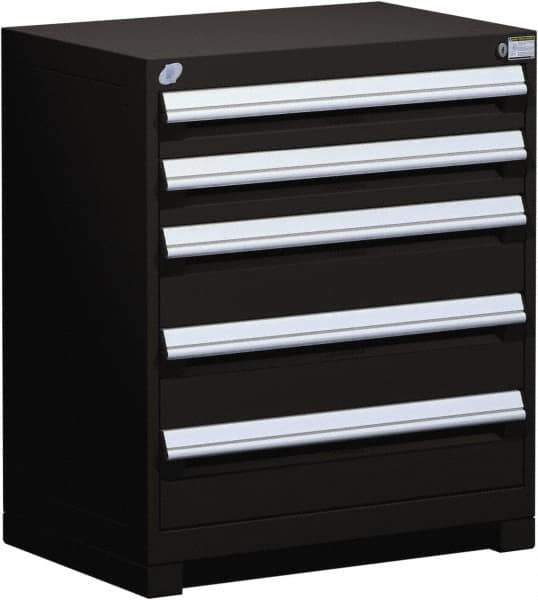 Rousseau Metal - 5 Drawer, Modular Storage Cabinet - Steel, 36" Wide x 18" Deep x 32" High, Black - Eagle Tool & Supply