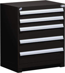 Rousseau Metal - 5 Drawer, Modular Storage Cabinet - Steel, 36" Wide x 18" Deep x 32" High, Black - Eagle Tool & Supply