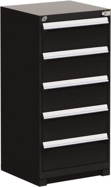 Rousseau Metal - 5 Drawer, Modular Storage Cabinet - Steel, 30" Wide x 27" Deep x 46" High, Black - Eagle Tool & Supply