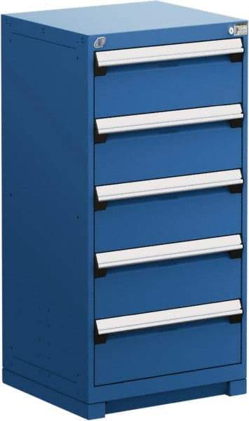 Rousseau Metal - 5 Drawer, Modular Storage Cabinet - Steel, 30" Wide x 27" Deep x 46" High, Avalanche Blue - Eagle Tool & Supply