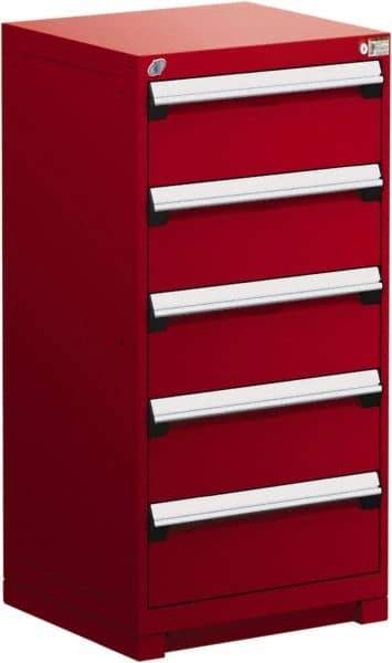 Rousseau Metal - 5 Drawer, Modular Storage Cabinet - Steel, 30" Wide x 27" Deep x 46" High, Flame Red - Eagle Tool & Supply