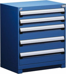 Rousseau Metal - 5 Drawer, Modular Storage Cabinet - Steel, 36" Wide x 18" Deep x 32" High, Avalanche Blue - Eagle Tool & Supply