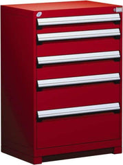Rousseau Metal - 5 Drawer, Modular Storage Cabinet - Steel, 36" Wide x 18" Deep x 40" High, Flame Red - Eagle Tool & Supply
