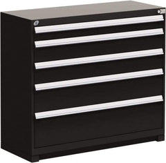 Rousseau Metal - 5 Drawer, Modular Storage Cabinet - Steel, 60" Wide x 24" Deep x 40" High, Black - Eagle Tool & Supply