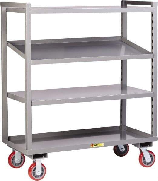 Little Giant - 3,200 Lb Capacity, 3 Shelf, Steel Shelf Truck - 60" Long x 24" Wide x 57-1/4" High, Polyurethane Wheels - Eagle Tool & Supply