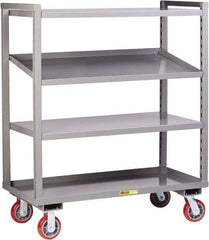 Little Giant - 3,200 Lb Capacity, 3 Shelf, Steel Shelf Truck - 48" Long x 24" Wide x 57-1/4" High, Polyurethane Wheels - Eagle Tool & Supply