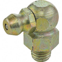 Umeta - 90° Head Angle, M10x1.0 Metric Steel Standard Grease Fitting - 11mm Hex, 18mm Overall Height, 5.5mm Shank Length - Eagle Tool & Supply