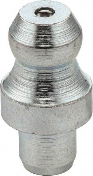 Umeta - Straight Head Angle, M6 Drive-In Steel Drive-In Grease Fitting - 8mm Hex, 15mm Overall Height, 5.5mm Shank Length, Zinc Plated Finish - Eagle Tool & Supply