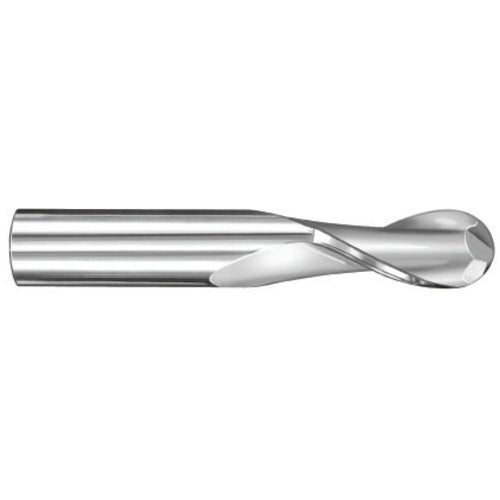 ‎13/32″ Dia. × 7/16″ Shank × 1″ DOC × 2-3/4″ OAL, Carbide AlTiN, Spiral , 2 Flute, 30° Helix, Ballnose End Mill