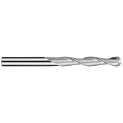 12 mm Dia. × 12 mm Shank × 50 mm DOC × 100 mm OAL, Carbide Uncoated, Spiral , 2 Flute, 30° Helix, Ballnose End Mill - Exact Industrial Supply
