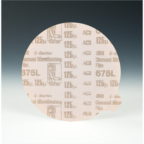 3M Diamond Microfinishing Film PSA Disc 675L 125 Mic 4″ x NH Die 400BB - Exact Industrial Supply