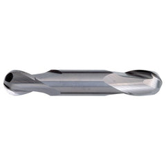 ‎1/16″ Dia. × 1/8″ Shank × 1/8″ DOC × 1-1/2″ OAL, Carbide TiAlN, Spiral , 2 Flute, CW Helix, Weldon, Ballnose End Mill - Exact Industrial Supply
