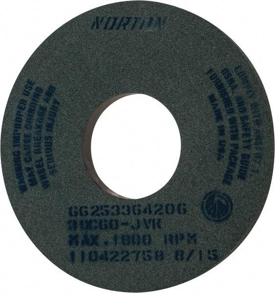 Norton - 14" Diam x 5" Hole x 1" Thick, J Hardness, 60 Grit Surface Grinding Wheel - Silicon Carbide, Type 1, Medium Grade, 1,800 Max RPM, Vitrified Bond, No Recess - Eagle Tool & Supply
