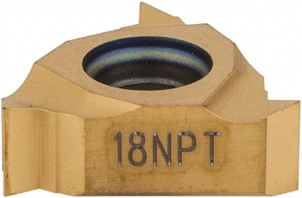 Seco - 11NR Internal Right Hand 18 NPT Laydown Threading Insert - Grade CP500, TiAlN/TiN Coated Carbide - Eagle Tool & Supply