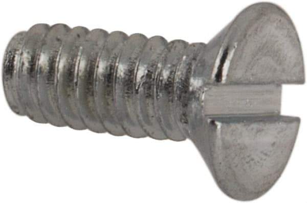 Value Collection - M2x0.40, 5mm OAL Slotted Drive Machine Screw - Flat Head, Grade 4.8 Steel, Zinc-Plated Finish, Without Washer - Eagle Tool & Supply
