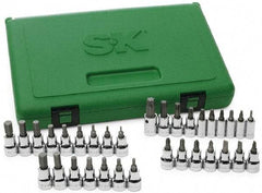 SK - 33 Piece, Screwdriver Bit Set - T10 to T55 Torx, 1/8 to 3/8, 2 to 10 Hex, #4 to 6 Slotted, #1 to 3 Phillips & #2 Pozidriv - Eagle Tool & Supply