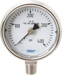 Wika - 2-1/2" Dial, 1/4 Thread, 0-400 Scale Range, Pressure Gauge - Lower Connection Mount, Accurate to 2-1-2% of Scale - Eagle Tool & Supply