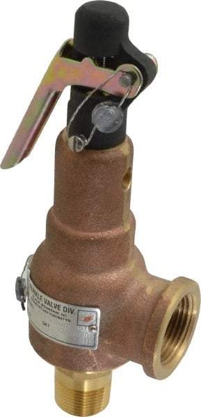 Midwest Control - 3/4" Inlet, 1" Outlet, ASME Safety Relief Valve - 135 Max psi, Bronze, 567 Cubic' per Min - Eagle Tool & Supply