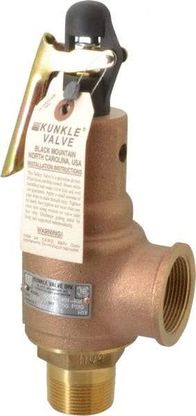 Midwest Control - 1-1/4" Inlet, 1-1/2" Outlet, ASME Safety Relief Valve - 150 Max psi, Bronze, 1,602 Cubic' per Min - Eagle Tool & Supply