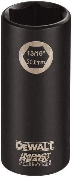DeWALT - 1/2" Drive 7/16" Deep Thin Wall Impact Socket - 6 Points, 2-1/2" OAL - Eagle Tool & Supply