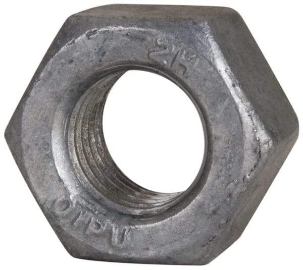 Value Collection - 3/4-10 UNC Steel Right Hand Heavy Hex Nut - 1-1/4" Across Flats, 47/64" High, Hot Dipped Galvanized Finish - Eagle Tool & Supply