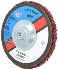Camel Grinding Wheels - 7" Very Coarse Grade Silicon Carbide Deburring Disc - 5/8-11 Threaded Center Hole, Arbor Connection, Red, 7,000 Max RPM - Eagle Tool & Supply
