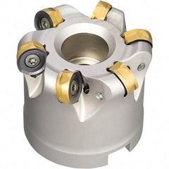 Iscar - 2-1/2" Cut Diam, 0.34" Max Depth, 1" Arbor Hole, 7 Inserts, H400 RNHU Insert Style, Indexable Copy Face Mill - H400 FR-12 Cutter Style, 1.97" High, Through Coolant, Series Helido - Eagle Tool & Supply