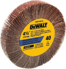 DeWALT - 4-1/2" Diam, 40 Grit Aluminum Oxide Unmounted Flap Wheel - 5/8-11 Thread, 1-1/8" Wide, Coated, Coarse Grade, 13,300 Max RPM - Eagle Tool & Supply