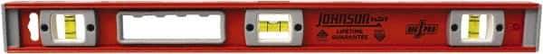 Johnson Level & Tool - Magnetic 24" Long 3 Vial I-Beam Level - Aluminum, Black, 2 Plumb & 1 Level Vials - Eagle Tool & Supply