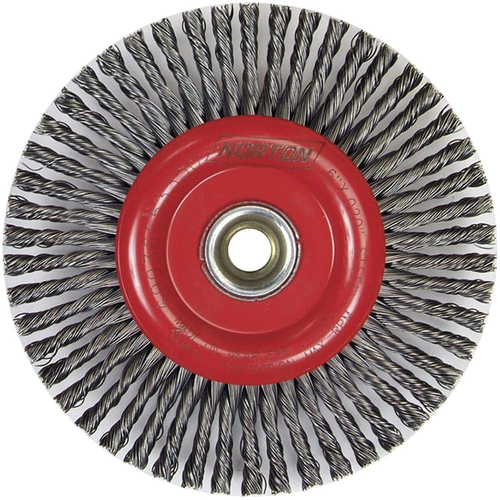 Norton - 6-7/8" OD, 5/8-11 Arbor Hole, Stringer Bead Carbon Wheel Brush - Eagle Tool & Supply