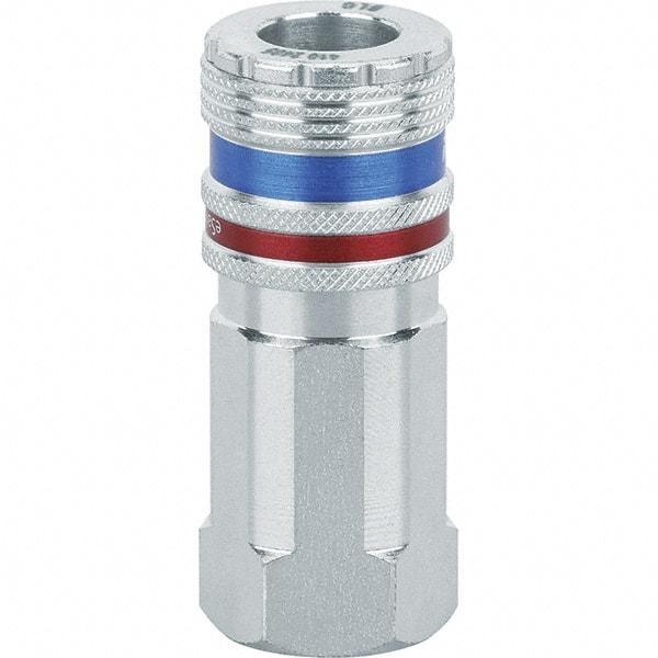 Dynabrade - Female NPT Pneumatic Hose Coupler - Steel/Brass, 3/8" Body Diam - Eagle Tool & Supply