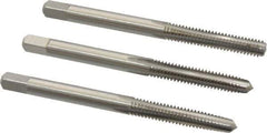 Cleveland - #8-32 UNC, 4 Flute, Bottoming, Plug & Taper, Bright Finish, High Speed Steel Tap Set - Right Hand Cut, 2-1/8" OAL, 0.38" Thread Length - Eagle Tool & Supply