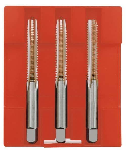 Cleveland - M16x2.00, 4 Flute, Bottoming, Plug & Taper, Bright Finish, High Speed Steel Tap Set - Right Hand Cut, 1.81" Thread Length, Series 1004 - Eagle Tool & Supply