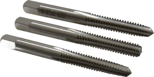 Cleveland - 1/4-20 UNC, 4 Flute, Bottoming, Plug & Taper, Bright Finish, High Speed Steel Tap Set - Right Hand Cut, 63.5mm OAL, 0.63" Thread Length - Eagle Tool & Supply