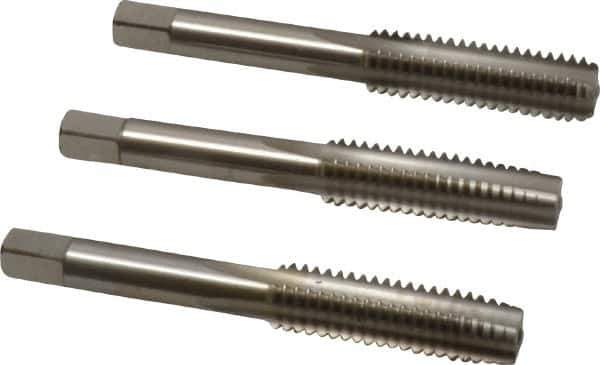 Cleveland - 7/16-14 UNC, 4 Flute, Bottoming, Plug & Taper, Bright Finish, High Speed Steel Tap Set - Right Hand Cut, 3-5/32" OAL, 0.88" Thread Length - Eagle Tool & Supply