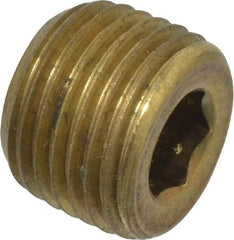 Made in USA - 1/8-27, 5/16" OAL, Brass Socket Pressure Plug - 3/4" Taper per Foot, 3/16" Hex Key - Eagle Tool & Supply