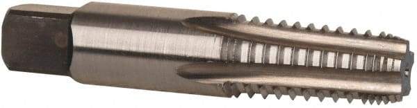 Cleveland - 1/8-27 NPT, 5 Flutes, Bright Finish, High Speed Steel, Interrupted Thread Pipe Tap - 2-1/8 Inch Overall Length, 7/16 Inch Shank Diameter, 3/4 Inch Thread Length, 0.32 Inch Square Size, Regular Hook, Plug Chamfer - Eagle Tool & Supply