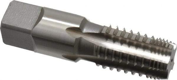 Cleveland - 3/8-18 NPT, 4 Flutes, Bright Finish, High Speed Steel, Interrupted Thread Pipe Tap - 2-9/16 Inch Overall Length, 0.7 Inch Shank Diameter, 1-1/16 Inch Thread Length, 0.53 Inch Square Size, Regular Hook, Plug Chamfer - Eagle Tool & Supply